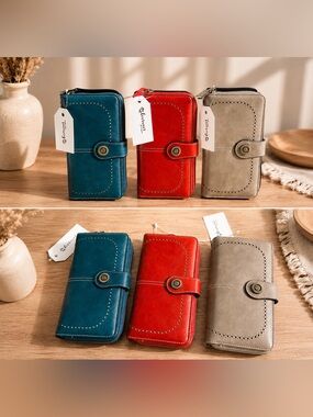🆕 3/$25Trio of Zip Wallets - Teal, Red, Taupe